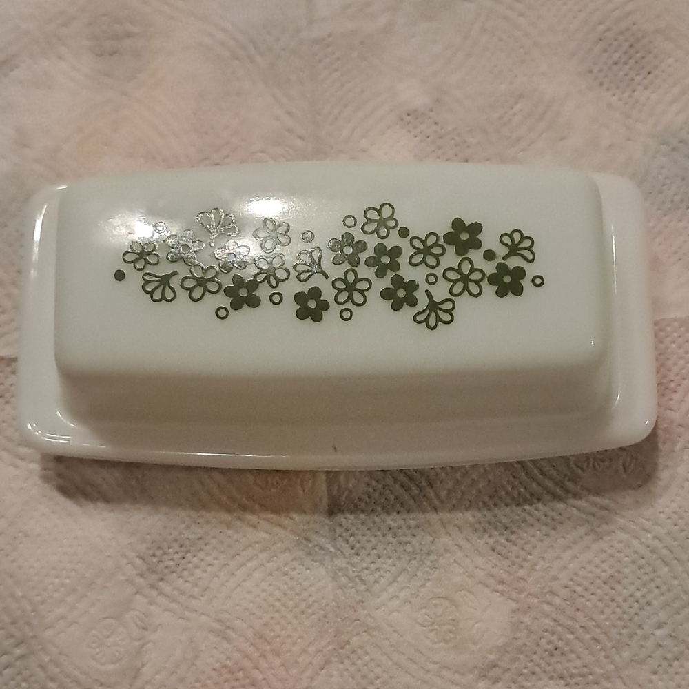 Pyrex Butter Dish with Green Flowers